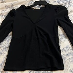 Marine Layer Black V-Neck Women's Ribbed Sweater/top - Size Smalll